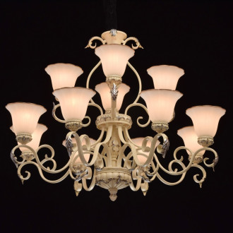 Chandelier beige country 12 ampoules 230 cm