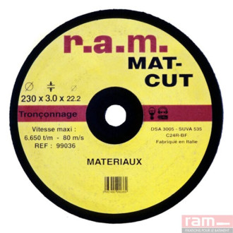 Disque abrasif pour le tronçonnage de métaux MAT-CUT  Disque abrasif pour le tronçonnage de métaux MAT-CUT