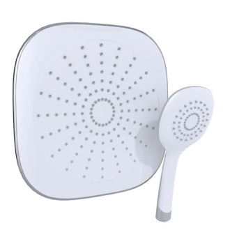 Douche de tête carrée et douchette à main picots anticalcaires - WHITE SHOWER CONCEPT Aurlane - COL039
