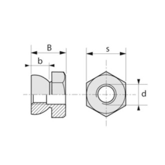 Ecrou autocassant lennie ø8 inox a2 - boite de 200 - einv08a2