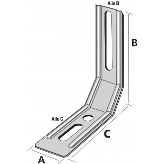 Equerres nervurées à pan coupé dimensions au choix