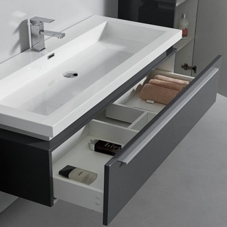 Ensemble complet meuble de salle de bain rio 1 vasque 1 miroir gris laqué