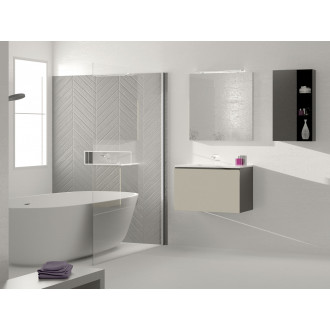 Meuble de salle de bain 80cm bloc 13 - ensemble anthracite et ciment