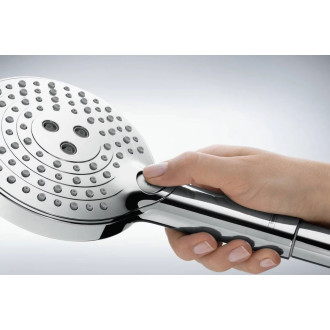 Ensemble support mural et douchette 120 3jet PowderRain avec flexible de douche 160 cm chromé - 27668000
