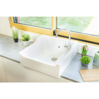 Evier céramique Timbre D'office Vintage blanc 60cm - 1 Bac