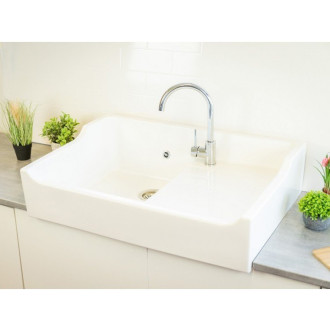 Evier céramique Timbre D'office Tradition blanc 80cm - 1 bac
