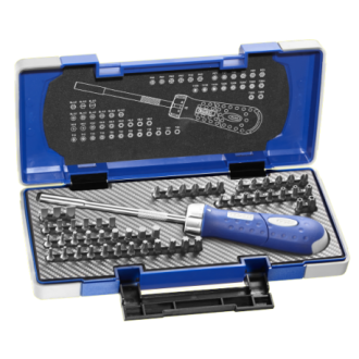 Tournevis porte-embouts revolver cliquet + embouts EXPERT by Facom - 59 pièces - E160804