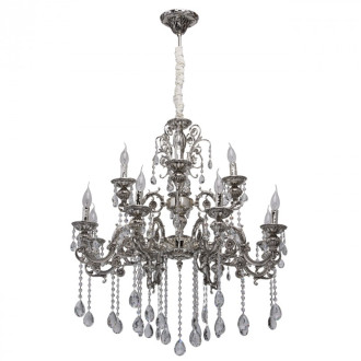 Suspension argentée classic 12 ampoules 150 cm