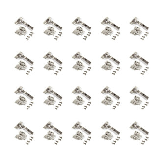 Lot de 20 charnières droites X91N avec embases à visser, Hauteur 0, Acier, Nickelé