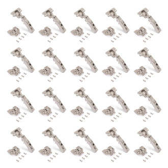 Lot de 20 charnières droites X91 à fermeture amortie avec embases à visser, hauteur 0, acier, titane