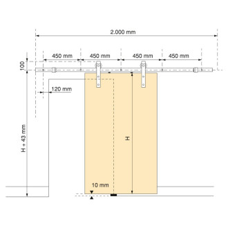 Kit de quincaillerie pour porte coulissante suspendue en bois de Barn, Sans fermeture souple, panneaux non inclus, Acier et Plastique, Peint en noir