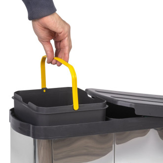 Bac à recyclage pour montage inférieur et extraction manuelle/automatique dans les éléments de cuisine, Inox 2x12 litres plastique et acier inoxydable