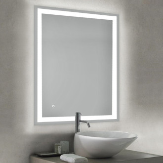 Miroir de salle de bain Heracles avec éclairage LED frontal et décoratif (AC 230V 50Hz), 34 W, Plastique et Verre