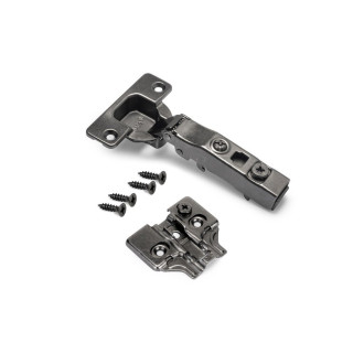 Emuca Lot de 20 charnières droites X91N avec embases à visser, Hauteur 0, Acier, Titane