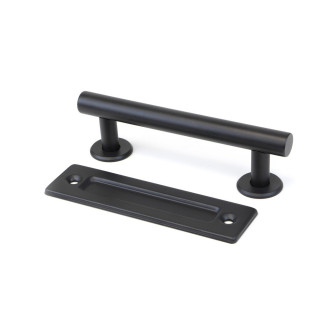 Poignée pour portes coulissantes en bois Pasadena, Longueur 240 mm, entraxe 180 mm, Acier, Noir texturé