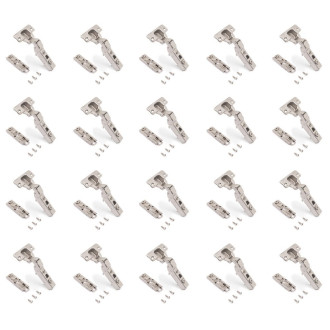 Lot de 20 charnières super coudées X91 à fermeture amortie avec embases droite à visser, Hauteur 1, Acier, Nickelé Lot de 20 charnières super coudées X91 à fermeture amortie avec embases droite à visser, Hauteur 1, Acier, Nickelé