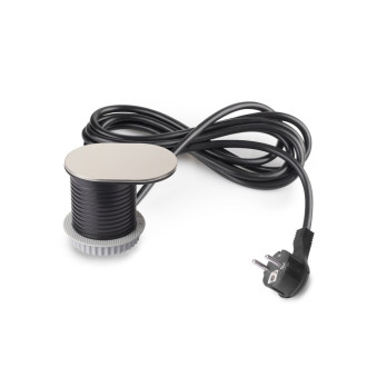 Multiconnecteur Vertikal Flat 60, diamètre 60mm, 1 x prise Schuko, 1 x USB Type A, 1 x USB Type C, Acier et Plastique, Acier inoxydable
