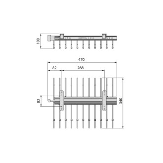 Porte-pantalons extractible, 11 tiges, guides d'extraction totale, Acier, Titane