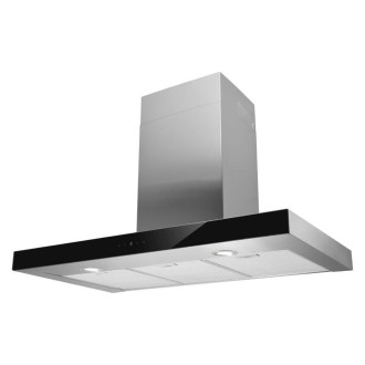 Sogelux hotte décorative murale hcsk90xvf 90cm inox et bandeau en verre noir