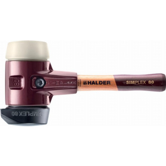 Maillet halder simplex caoutchouc chargé, avec pied intégré / nylon, avec boîtier en fonte malléable et manche en bois de haute qualité - d=80 mm - manche extra-court - 3028.282