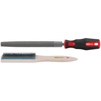 Ks tools lime semi-circulaire avec brosse à lime 157.0109