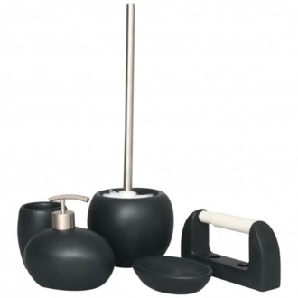 L'aqua ensemble d'accessoires de salle de bain 5 pcs galet noir