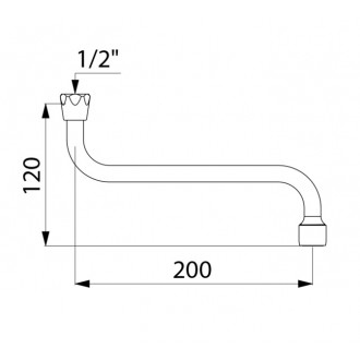 Bec universel horizontal f1/2" l.200 - h.120 brise-jet réglable