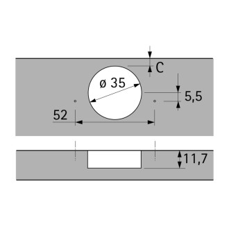 Charnière INTERMAT TH 42 à VISSER, ouverture 110° Charnière 110° à visser coudure 16mm CG3930391