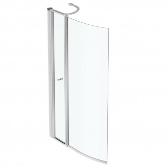 Pare-bain courbe réversible avec volet amovible réversible pour baignoire-douche Connect Air hauteur 142 cm