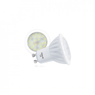 Kit spot led GU10 6 watt céramique - Supportt gris - Couleur eclairage - Blanc chaud 3000°K, Type Support - Carré orientable 84mm