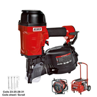 Kit Cloueur C 38/90 P1 + Compresseur ALAIR 20/255 + Enrouleur pneumatique de 30m - KIT00009