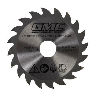Lame de scie TCT - GTS1500 - 110 mm x 22,2 mm - 20 dents
