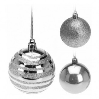 Lot de 9 boules de noël argent koopman