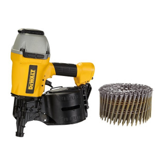Lot cloueur pneumatique de charpente (dpn90c) + 5 boites de clous crantés 3.1x90mm dewalt lotdpn90c