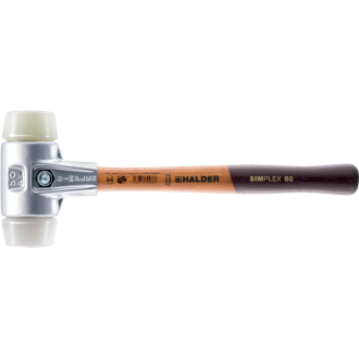 Maillets simplex, avec boîtier en aluminium et manche en bois, ø 40, superplastique / nylon