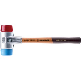 Maillets simplex, avec boîtier en aluminium et manche en bois, ø 40, tpe souple / plastique