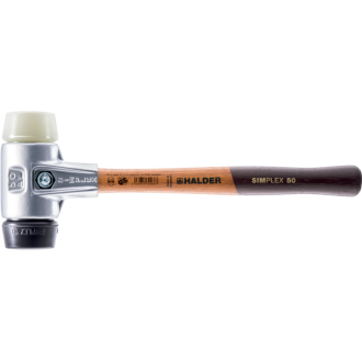 Maillets simplex, avec boîtier en aluminium et manche en bois, ø 60, caoutchouc chargé / nylon