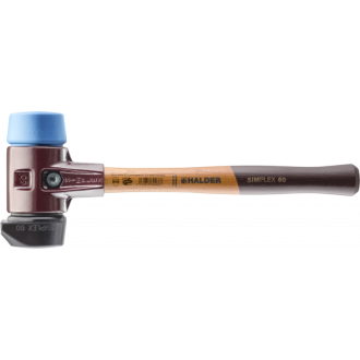 Maillets simplex, avec boîtier en fonte malléable et manche en bois, ø 60, caoutchouc avec pied intégré / tpe souple rond