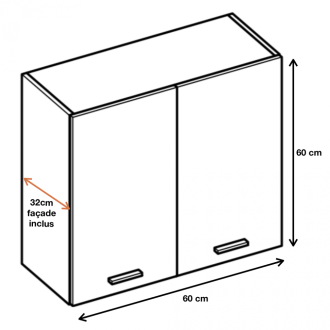 Cuisineandcie - meuble haut de cuisine eco chene naturel 2 portes l 60 cm