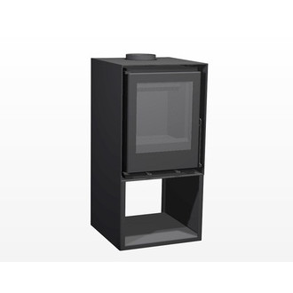 Poele a bois de face en acier au carbone et bucher inferieur 9 kw, fernoa103