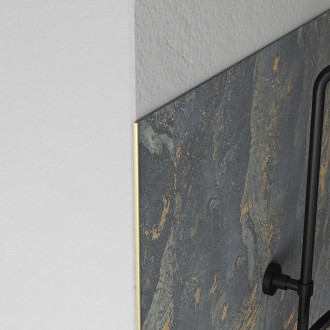 Jeu de 2 profilés de finition en aluminium or brossé pour panneaux muraux - 10x5x2100 mm Aurlane - FAC318