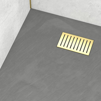 Pack receveur gris effet pierre 80x120 cm et grille décor linéaire or doré brossé - rock 2 Aurlane - PACR196