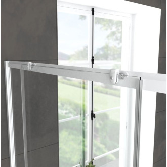 Pack porte de douche coulissante blanc 140x185cm + retour 80 verre transparent 5mm - WHITY SLIDE Aurlane - PACF028