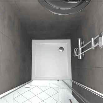 Pack porte de douche pivotante blanc de 78 à 90x185cm + receveur 80x80 - WHITY PIVOT Aurlane - PACF038