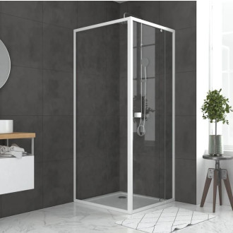 Pack porte de douche pivotante blanc de 78 à 90x185cm + retour 80 verre 5mm - WHITY PIVOT Aurlane - PACF026