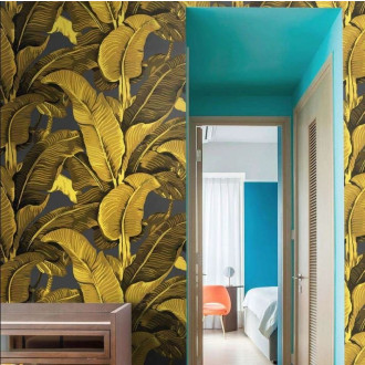 Papier peint feuilles de bananier dorées - GOLDBANANA++