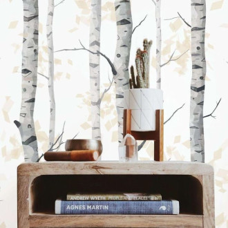 Papier peint forêt de bouleaux noir et blanc - BETULLE++