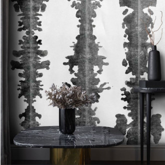 Papier peint tâches d'encres noires et blanches - INK BLOT BLACK++