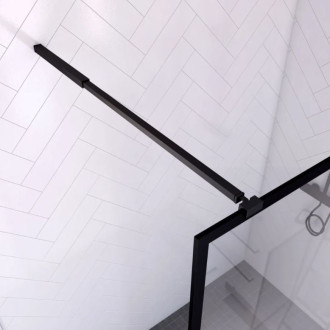 Paroi de douche 120x200cm + receveur à poser 120x80cm - Cadre et barre noir mat - CONTOURING 120 Aurlane - PACF010