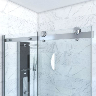 Paroi porte de douche coulissante + Retour 120x80 cm - RAILROAD CHROMED 120 FRONT-80 Aurlane - FAC630